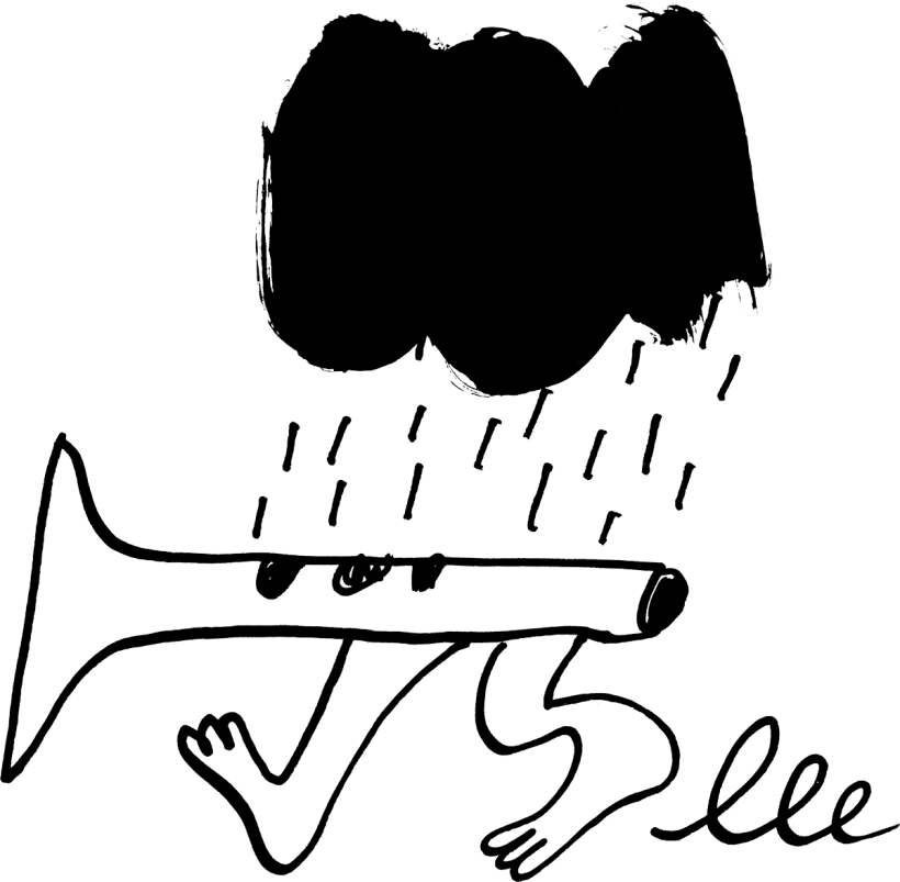 null | Flöte mit Gewitterwolke für JDO Eine Flöte wandert über den Boden, über ihr eine dicke Gewitterwolke