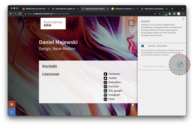 Ihre Kontaktdaten auf dem OnePager