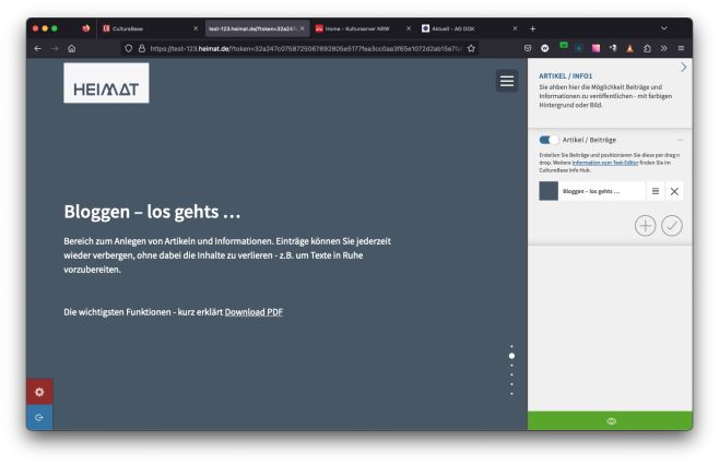OnePager Blogeditor - Default Artikel