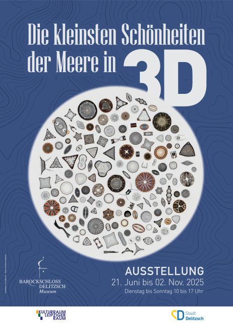 Plakat zur Ausstellung "Die kleinsten Schönheiten der Meere in 3D" | ©2025, Pigors.biz