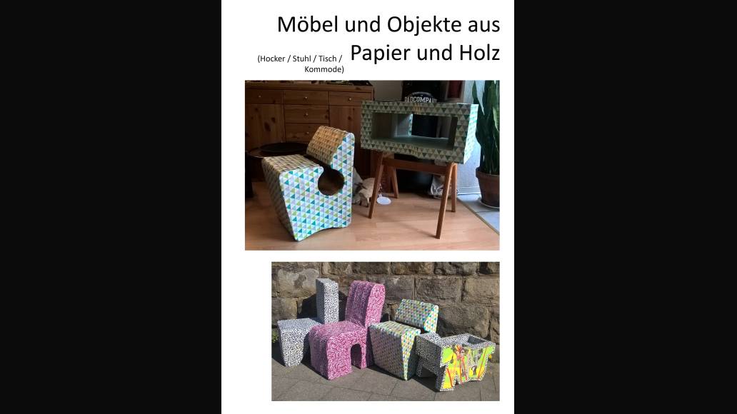 Möbel und Objekte aus Papier und Holz