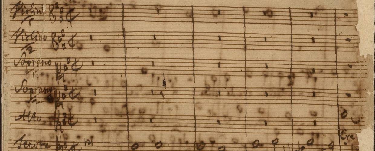 Messe in h-Moll BWV 232 – Ausschnitt erste Seite des Credo // © Dieses Werk ist gemeinfrei // Wikipedia Messe in h-Moll BWV 232 – Ausschnitt erste Seite des Credo
