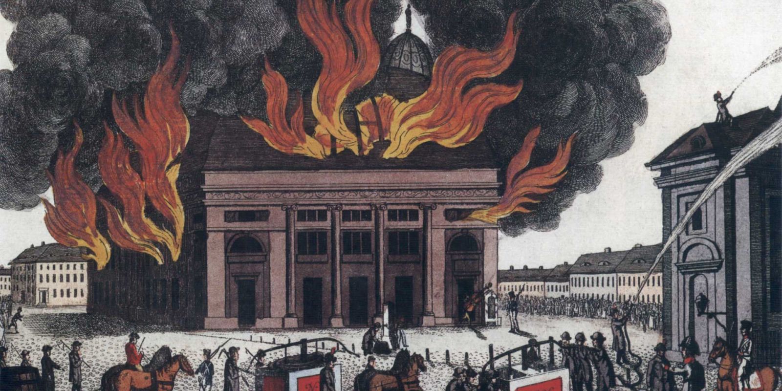 Das brennende Schauspielhaus am Gendarmenmarkt
