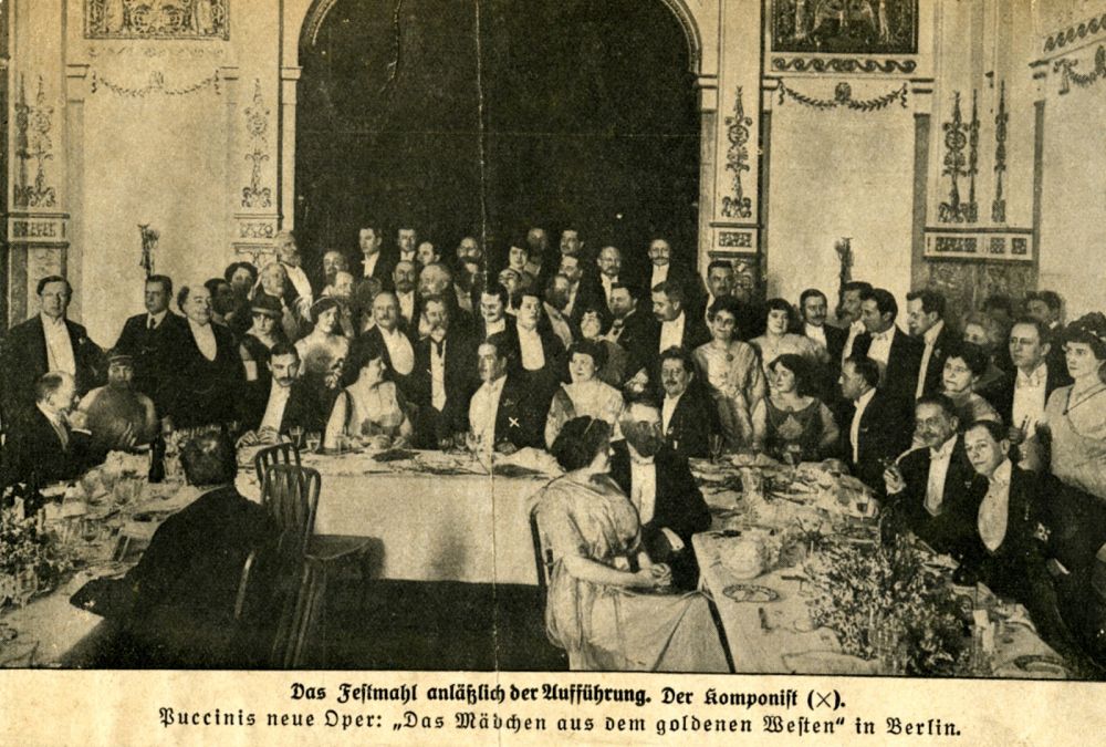 Das Bankett nach der Aufführung der „Fanciulla“ mit Waghalter und Puccini