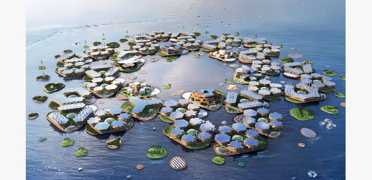 Silicon-Valley-Milliardäre planen in der Südsee künstliche Kryptoinseln mit eigenen Regel © OCEANIX/BIG-Bjarke Ingels Group  Silicon-Valley-Milliardäre planen in der Südsee künstliche Kryptoinseln mit eigenen Regel © OCEANIX/BIG-Bjarke Ingels Group
