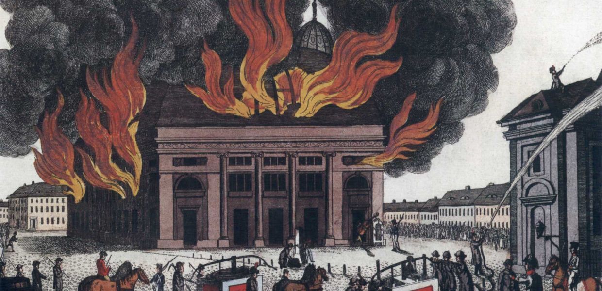 Das brennende Schauspielhaus am Gendarmenmarkt  Das brennende Schauspielhaus am Gendarmenmarkt