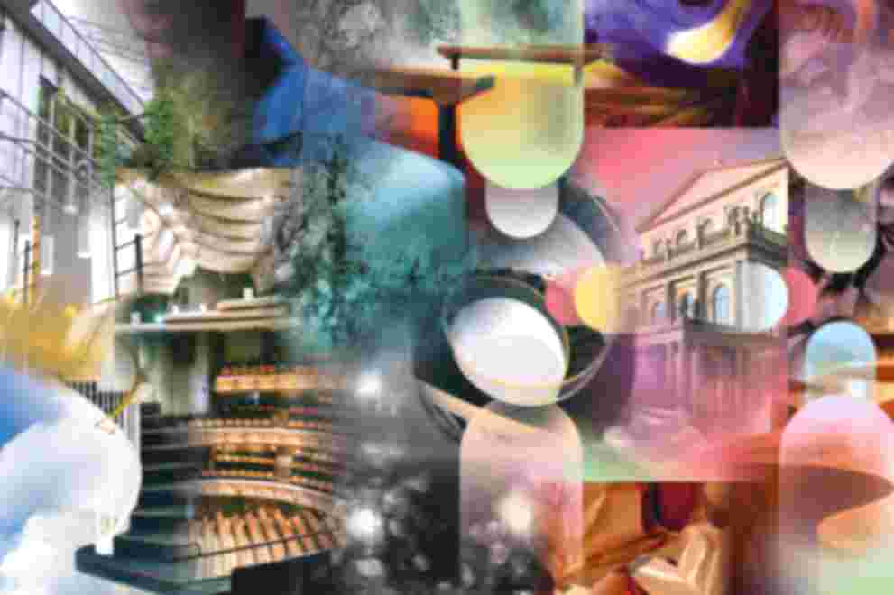 Collage aus Motiven des Opernhauses und grafischen Elementen