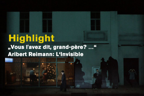 Annika Schlicht, Stephen Bronk, Thomas Blondelle, Rachel Harnisch singen „Vous l’avez dit, grand-père? …“ aus L‘INVISIBLE