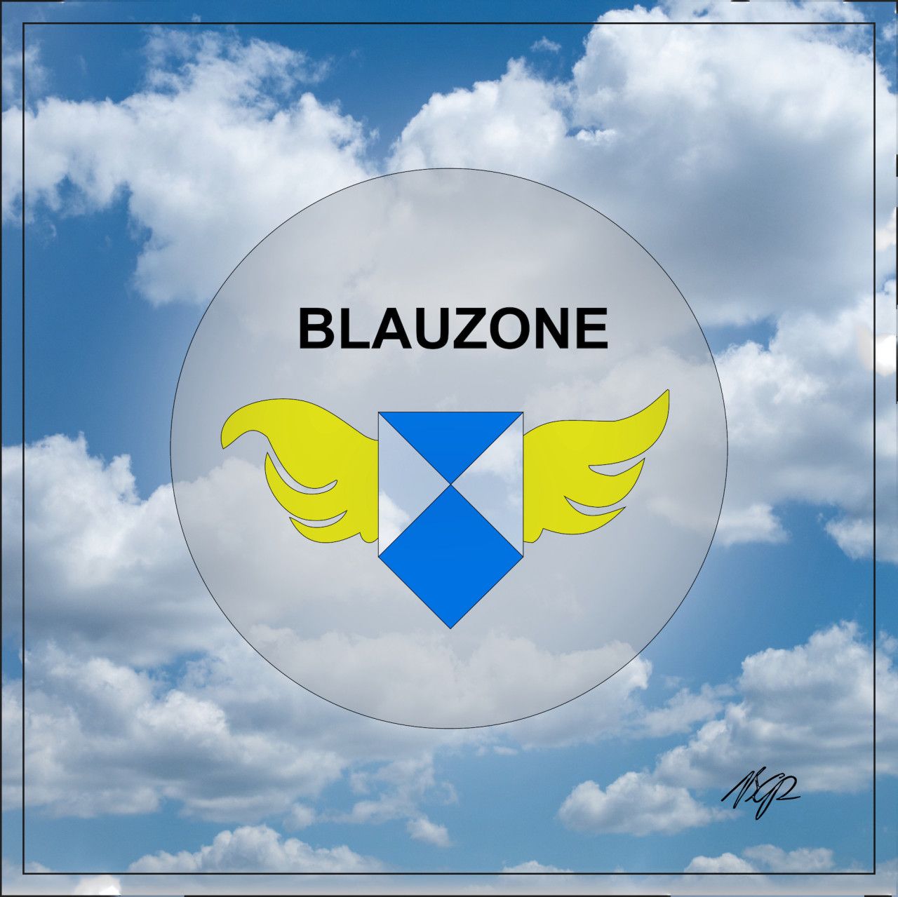 BLAUZONEN Button, signiert - mit Wolkenhimmel |  2024, Karl Caesar Rütten | Karl Caesar Rütten BLAUZONEN Button, signiert - mit Wolkenhimmel